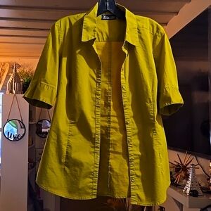 7th Avenue Design Studio NY&C Adj Sleeve Bright Green Work Shirt Women’s Size M